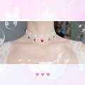White and Gold Lace Lolita Star and Heart Collar Choker for Women (1246)