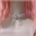White and Gold Imitation Pearls Lolita Collar Choker for Women (1246)