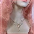 Branco e Ouro Imitation Pearls Lolita Collar Choker for Women Cosplay (1245)