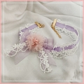 Branco e Roxa Lace Lolita Rosa Flower Collar Choker for Women Cosplay (1245)