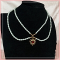 Branco Imitation Pearls Lolita Vermelho Heart Collar Choker for Women Cosplay (1245)
