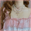 ホワイト Imitation Pearls ロリータ Heart Collar Choker for Women コスプレ (1265)