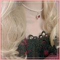 Red Black Imitation Pearls Lolita Heart Collar Choker for Women (1265)