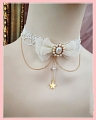 White Lace Imitation Pearls Lolita Star Collar Choker for Women (1385)