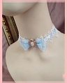 Red Blue Pink Gold Lace Lolita Bow Collar Choker for Women (1395)