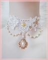 Blanco Encaje Lolita Embroidery Star Collar Choker for Women Cosplay (1395)