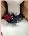 Preto e Vermelho Lace Gothic Rose Collar Choker for Women Cosplay (1375)