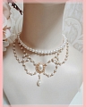 белый Imitation Pearls Лолита Layered Collar Choker for Women Косплей (1355)