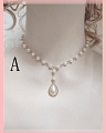 Blanc et Or Imitation Pearls Lolita Collar Choker for Women Cosplay (1355)