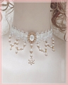белый Lace Imitation Pearls Лолита Collar Choker for Women Косплей (1355)