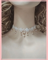 화이트 Lace Imitation Pearls 로리타 Collar Choker for Women 코스프레 (1455)
