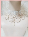 White Lace Imitation Pearls Lolita Collar Choker for Women (1655)