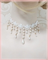 White Lace Imitation Pearls Lolita Collar Choker for Women (1755)