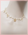 Weiß und Gold Imitation Pearls Lolita Snow Collar Choker for Women Cosplay (1755)