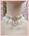 White Lace Imitation Pearls Layered Lolita Collar Choker for Women (1855)