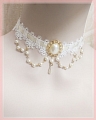 Weiß Spitze Imitation Pearls Lolita Collar Choker for Women Cosplay (1335)