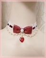 White and Red Blue Lace Lolita Heart Collar Choker for Women (1235)