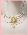 White and Gold Imitation Pearls Lolita Collar Choker for Women (1235)