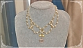 Branco e Ouro Imitation Pearls Lolita Bow Crown Collar Choker for Women Cosplay (2475)