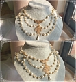 Branco e Ouro Imitation Pearls Lolita Collar Choker for Women Cosplay (2575)