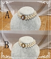 Branco e Ouro Imitation Pearls Layered Lolita Collar Choker for Women Cosplay (2675)