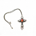 Kupfer Acrylic Rot Gem elegant Cross Collar Choker for Women Cosplay (3375)