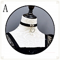 Black Artificial Leather Lolita Metal Heart Collar Choker for Women (4575)