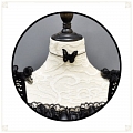 Black White Artificial Leather Lolita Butterfly Collar Choker for Women (4575)