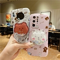 Handmade White Pink Bears Phone Case for iPhone 7 8 plus x xr xs 11 pro max case (83133)