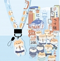 푸른 자 Shiba Cat in Food Market Strap for 전화 Case 과 Card Holder 과 USB 코스프레