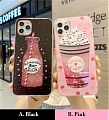 Handmade Glitters Noir Rose Drinks Téléphone Case for iPhone 78 Plus se x XS Max XR 11 12 mini Pro Max Cosplay