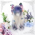 Japanese Lolita Curly Medium Mixed Grey Purple Wig (84266)