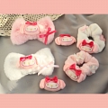 Cute Lolita White Pink Melody Plush Hair Band Chest Pin Hair Clip
