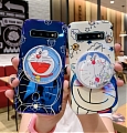 Handmade Cartoon White Japanese Blue Cat with Mirror 3D Phone Case for Samsung S89 10 20 21 Plus Ultra and Note 89 10 20 Plus Ultra