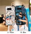 Handmade Cartoon Blanco Japanese Azul Gato 3D Teléfono Case for Samsung S89 10 20 21 Plus Ultra y Nota 89 10 20 Plus Ultra Cosplay