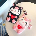 Handmade Cartoon Rosa Nero Pig 3D Telefono Case for Samsung S89 Plus e A J series Cosplay