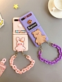 Handmade Pink Rabbit Purple Bear with Chain 3D Phone Case for Samsung Galaxy Z Flip and Z Flip 3 (5G)