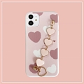 Handmade Pink Purple Love Heart Chain 3D Phone Case for Samsung S789 10 20 Plus and Note 89 10 20