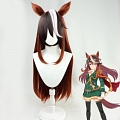 Uma Musume Pretty Derby Symboli Rudolf Perruque (Long Straight Brown, with Ears)