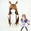 Uma Musume Pretty Derby Grass Wonder Peluca (Long Straight Brown, with Ears)