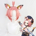 Genshin Impact Diona Peruca (2nd, Short Pink, with Ears)