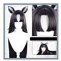 Arknights Saga Parrucca (Long Straight Black, with Ears)