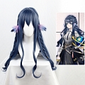 Arknights Astesia Peruca (Long Straight Blue, Braids, with Ears)