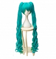 Cosplay Longue Curly vert Twin Pony Tails Perruque (782)