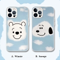 Handmade Sky ブルー Winnie Snoopy 電話番号 Case for iPhone 78 Plus se2 X Xs XR XsMax 11 12 mini Pro Max コスプレ