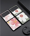 Handmade Korean Flowers y Patterns Clear Teléfono Case for Samsung Galaxy Z Flip 3 Cosplay (4G)