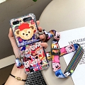 Handmade Cute Cartoon American Bears 3D with Chain Clear Teléfono Case for Samsung Galaxy Z Flip y Z Flip 3 y Z Flip 4 Cosplay (5G)