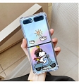 Handmade Cute Cartoon American Snoopy Perro Animals Colorful Clear Transparent Teléfono Case for Samsung Galaxy Z Flip y Z Flip 3 y Z Flip 4 Cosplay (5G)