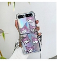 Handmade Cute Cartoon Japanese Evil Chat Kuro Animals Colorful Clear Transparent Téléphone Case for Samsung Galaxy Z Flip et Z Flip 3 et Z Flip 4 Cosplay (5G)