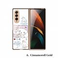 Handmade Cute Cartoon Japanese Perro Oro Plata Negro Tempered Glass Teléfono Case for Samsung Galaxy Z Fold 2 y Z Fold 3 Cosplay (5G)